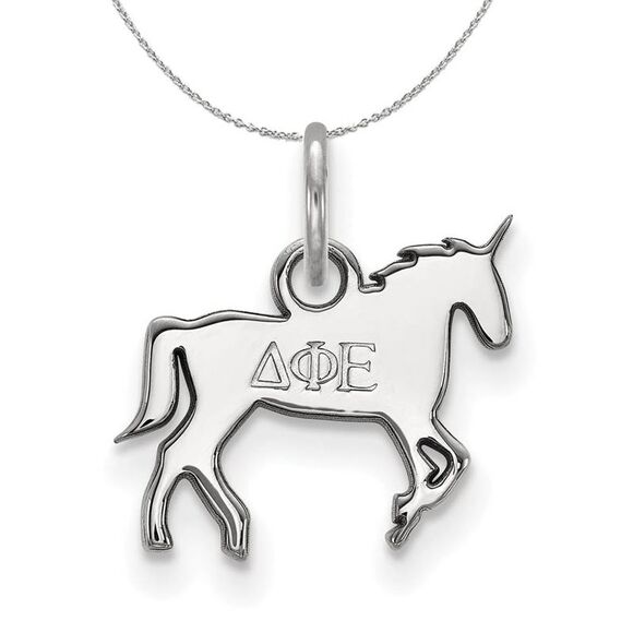 Sterling Silver Delta Phi Epsilon XS (Tiny) Pendant Necklace - 24 Inch - Picture 1 of 8